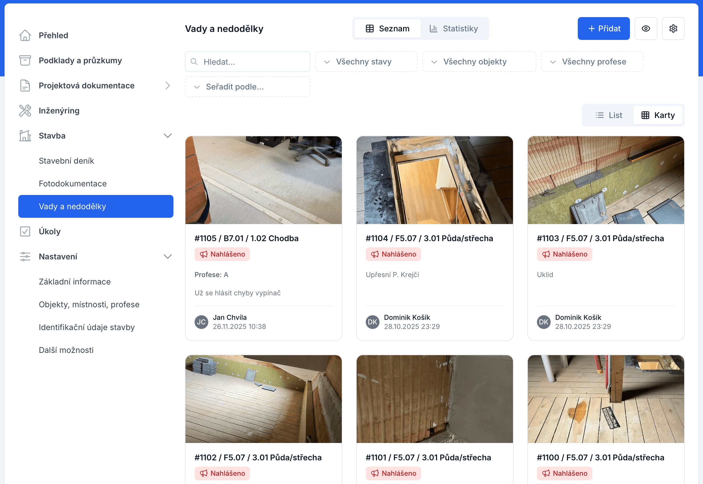 Správa vad a nedodělků v QIK